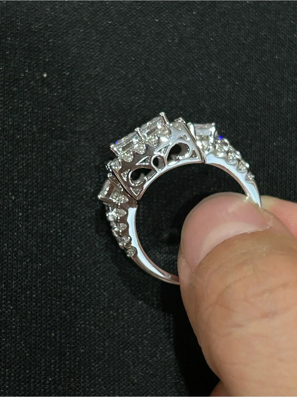 Classic Silver plated Square Halo moissanite Cocktail/engagement/gift Ring